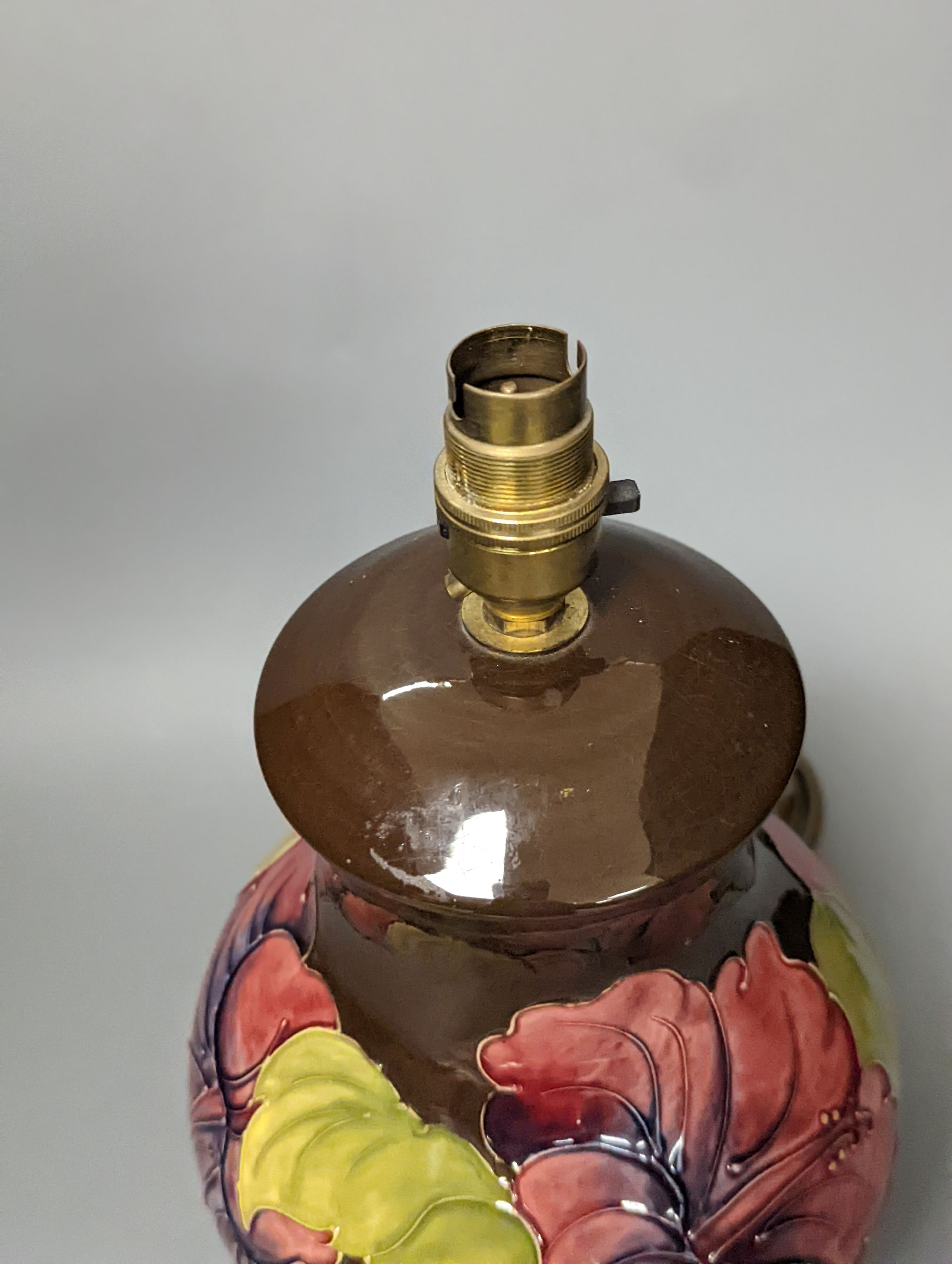 A modern Moorcroft pottery baluster lamp vase 31cm total height
